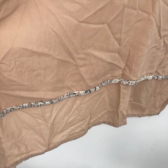 Paisley Beige Boho Long Tunic Slit Popover Art to Wear Blouse Women’s S/M - Picture 3 of 8